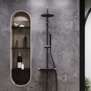 Душевая стойка Damixa Scandinavian Pure 936760300 с термостатом Черная матовая